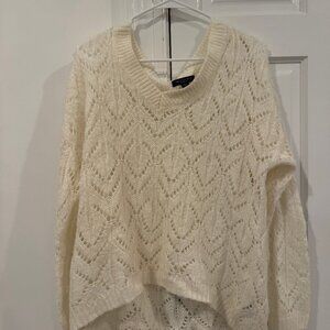 American Eagle White V-Neck Sweater